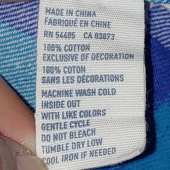 American Eagle Blue and White Flannel Button Down Shirt, Size Small - Picture 5 of 5